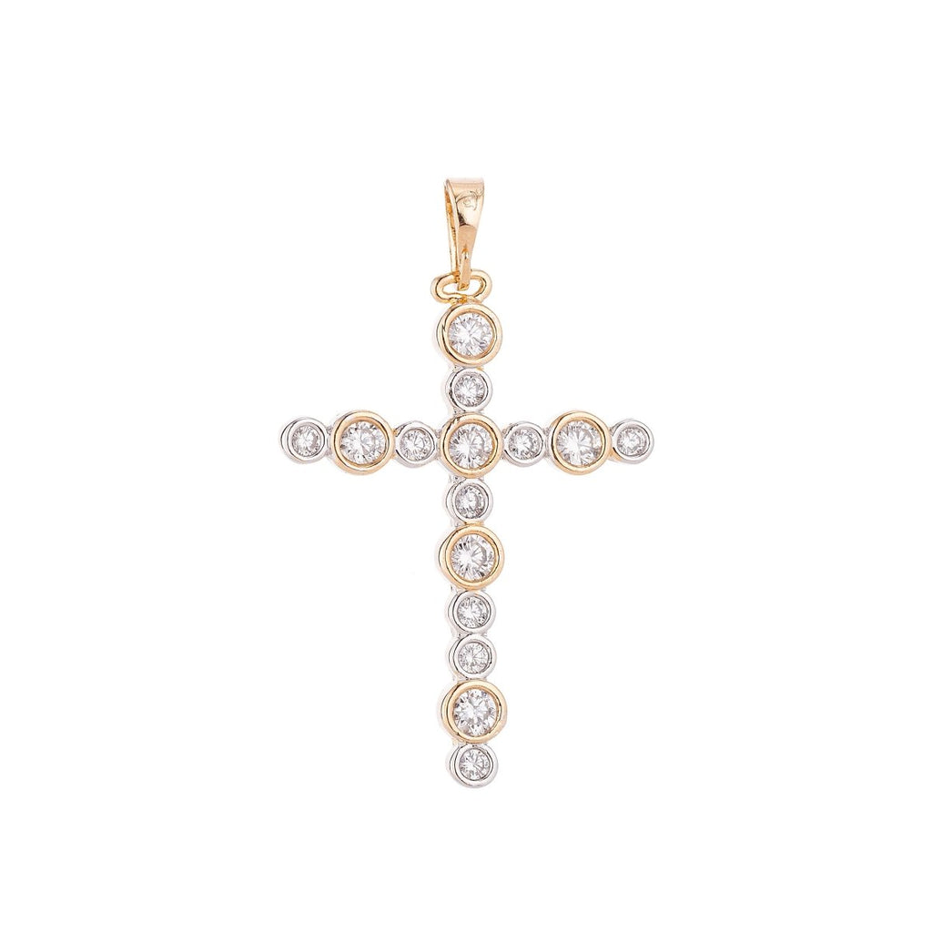 Cross Gold Plated Pendant Necklace - Simple Cross Gold Pendant Cubic Zircon Crystal - Rose Gold Plated Pendant - Religious Pendant Charm H-451