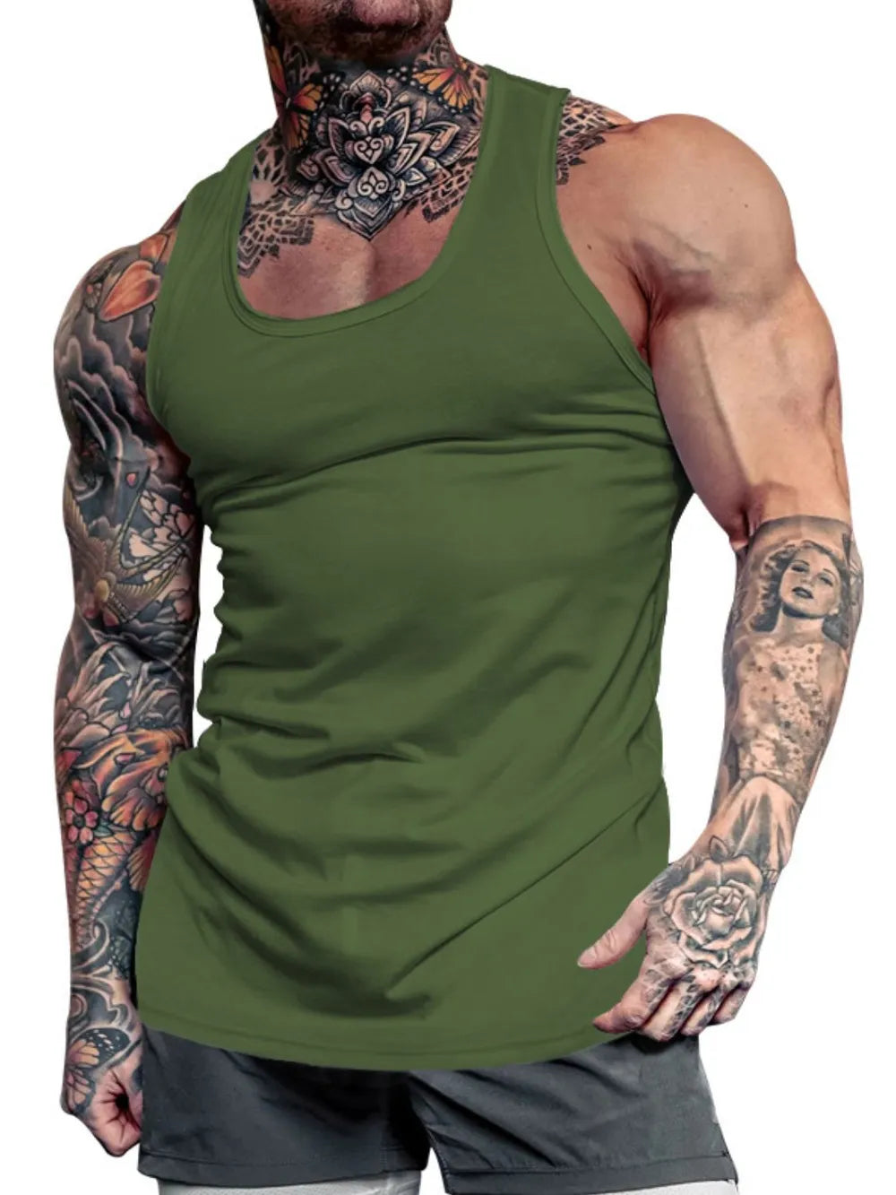 Men's Plus Size Round Neck Tank