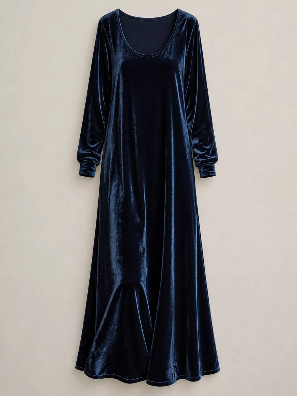 Velvet Long-Sleeve Maxi Dress