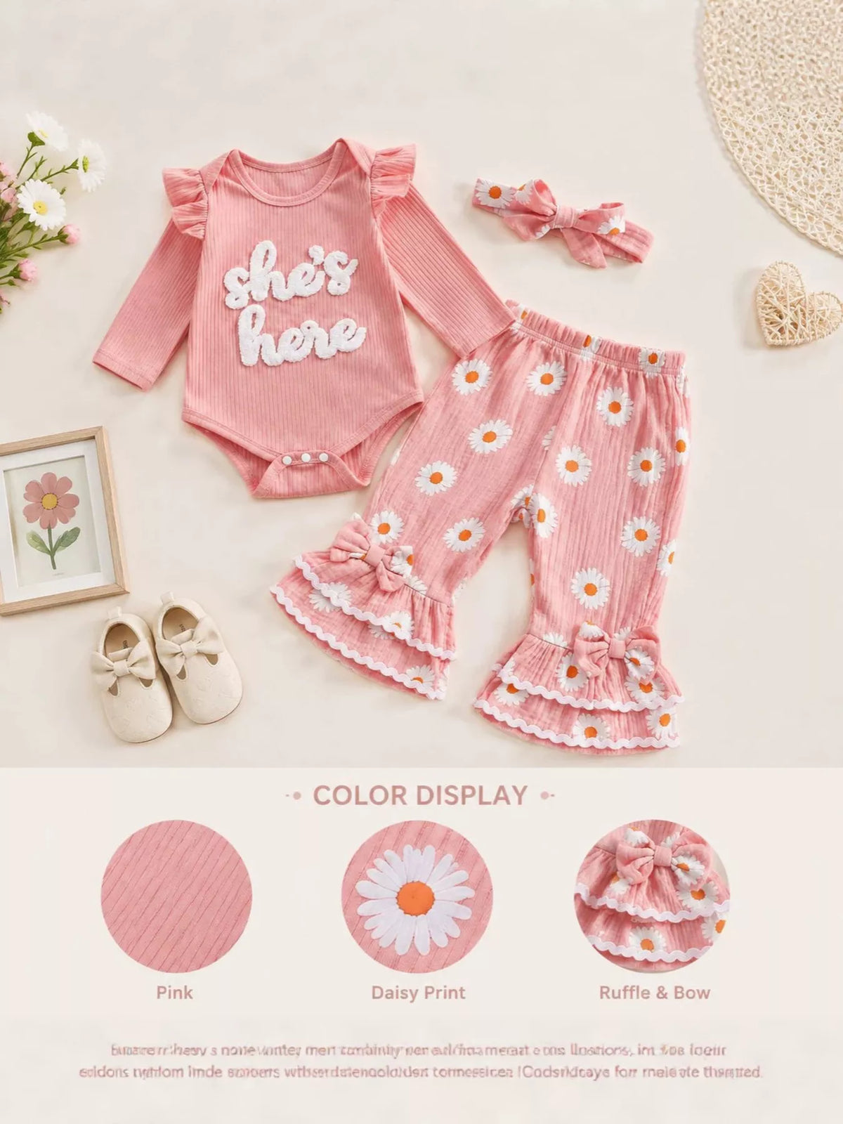 Children's Letter Bodysuit and Pants Set with Headband