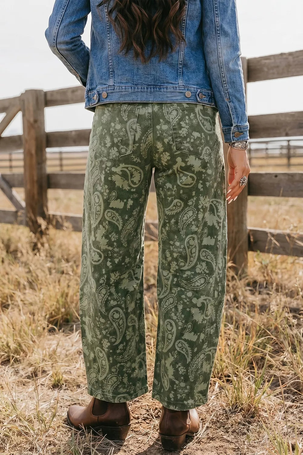 Paisley Print Harem Denim Pants