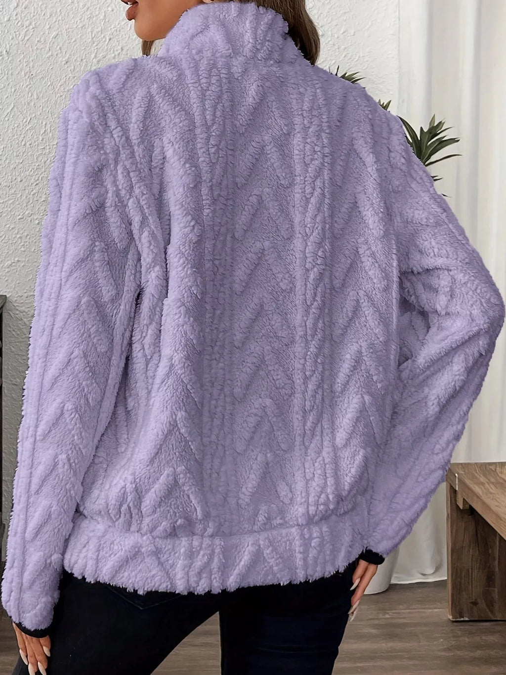 Full Size Quarter-Zip Sherpa Sweatshirt Plus Size