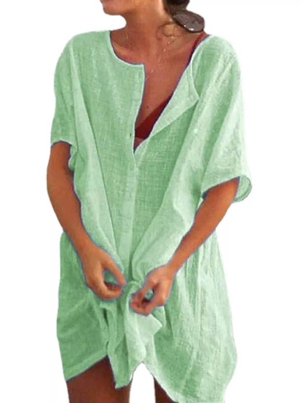 Full Size Casual Loose Fit Beach Short Sleeve Shirt Plus Size