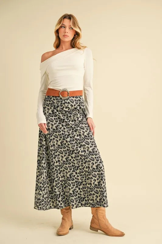 Aemi+Co Leopard Midi Skirt
