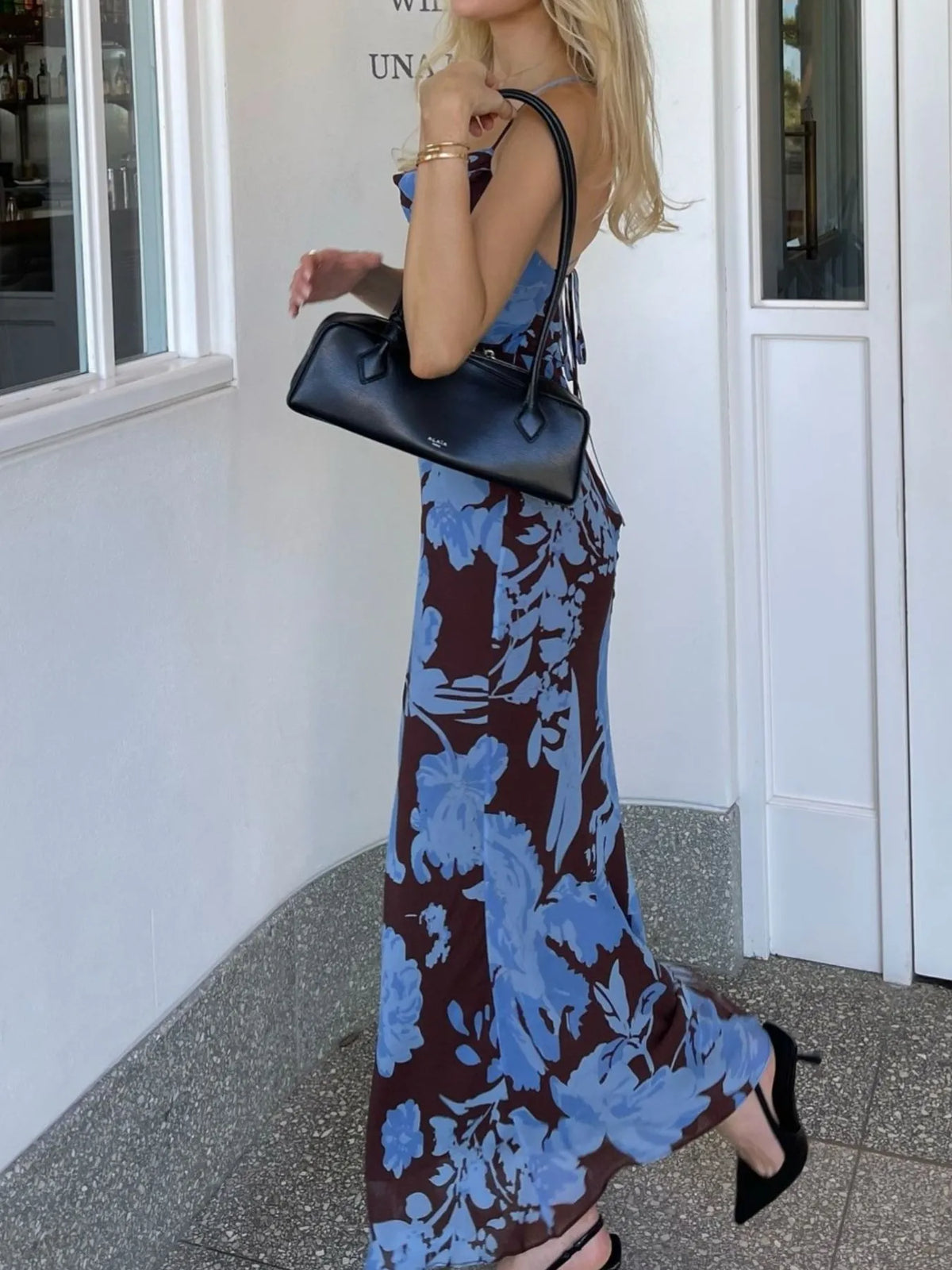 Floral Print Spaghetti Strap Maxi Dress