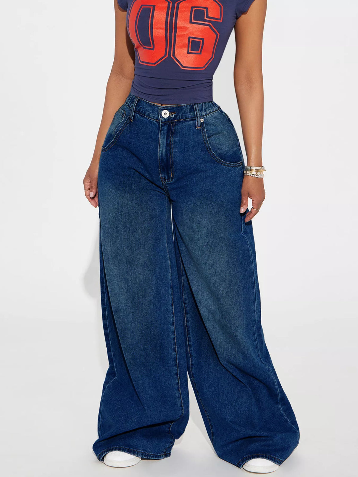 Full Size High-Waisted Wide-Leg Jeans Plus Size