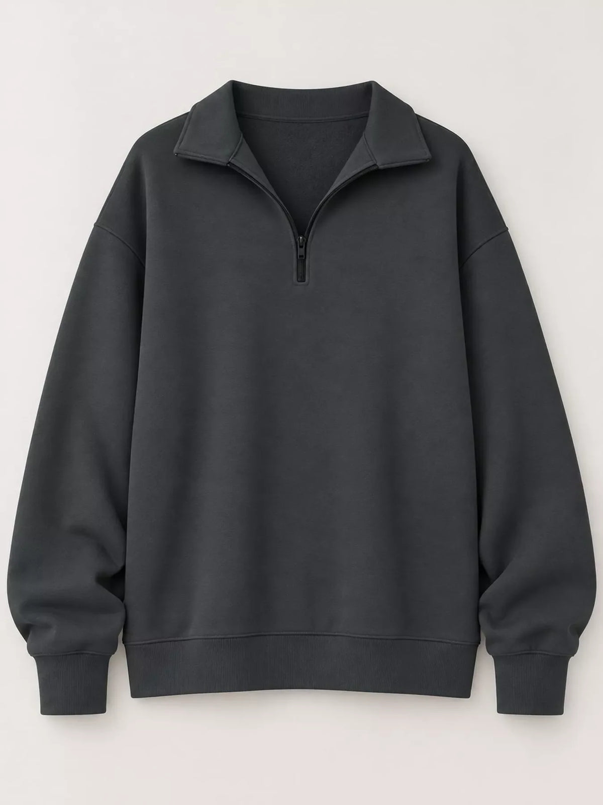 Full Size Quarter-Zip Dropped Shoulder Sweatshirt Plus Size