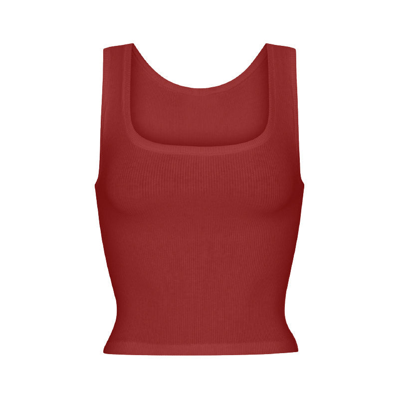 Athleisure Ribbed Knit Stretch Camisole With Straps