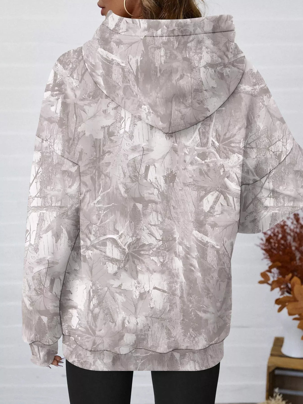 Printed Kangaroo Pocket Oversized Hoodie