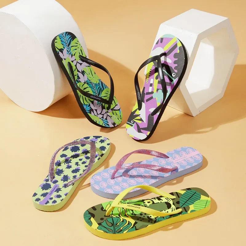 Tropical Print Summer Slippers
