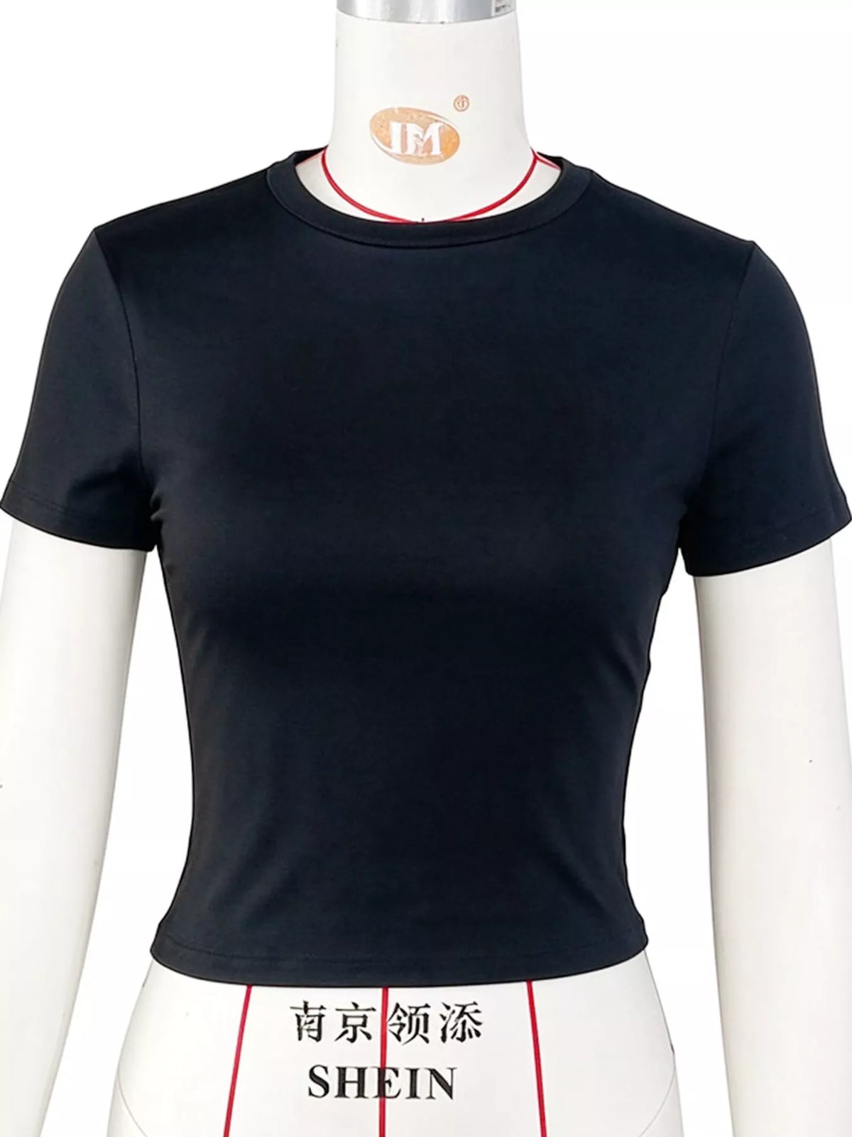 Slim Fit Basic Crew Neck Short Sleeve Crop T-Shirt