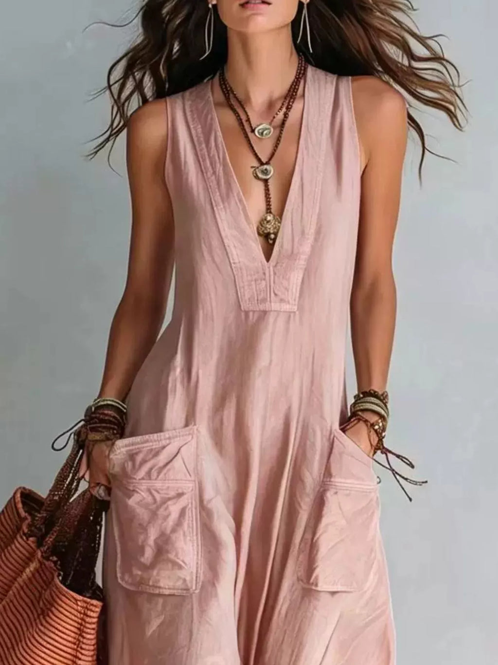 Full Size V-Neck Sleeveless Wide-Leg Jumpsuit Plus Size