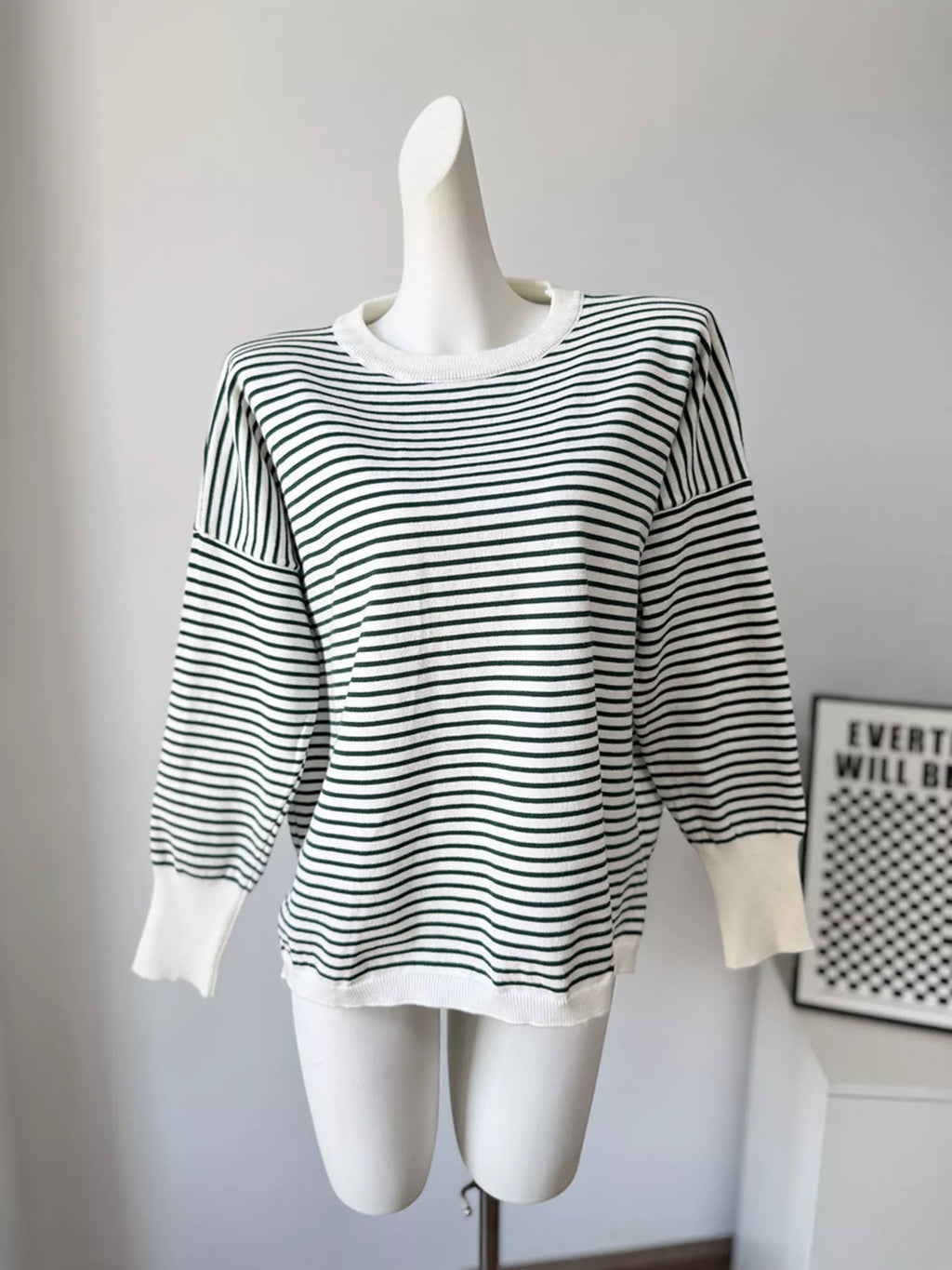 Striped Round Neck Knit Top
