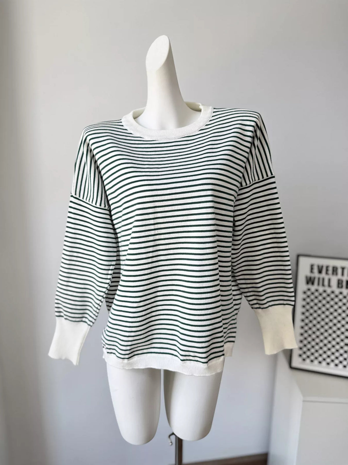 Striped Round Neck Knit Top