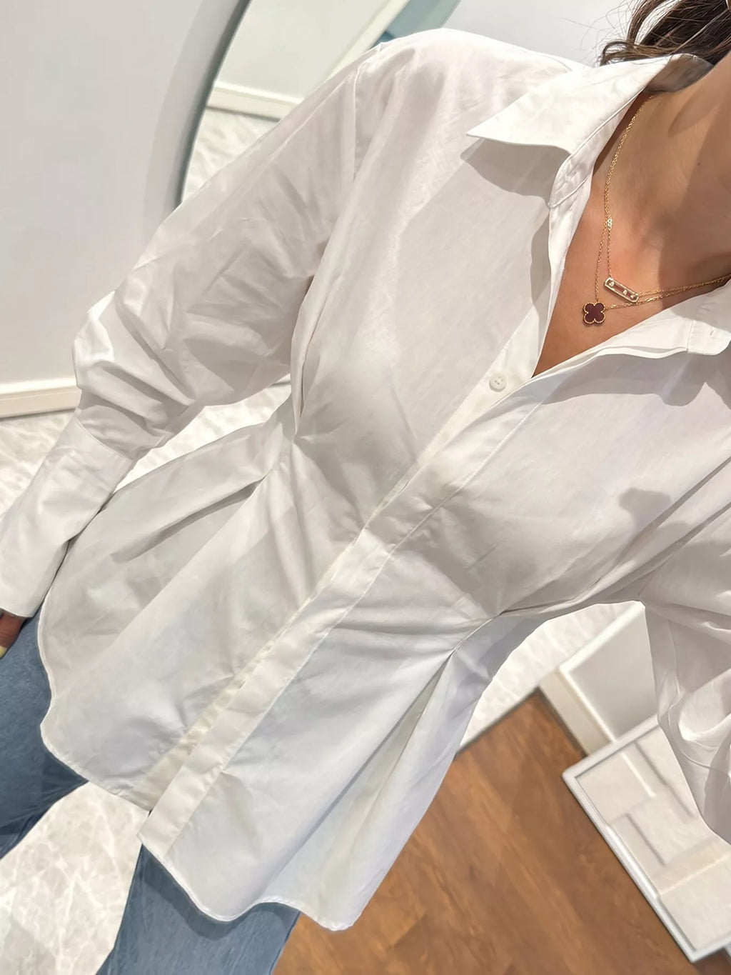 Button-Down Lantern Sleeve Shirt