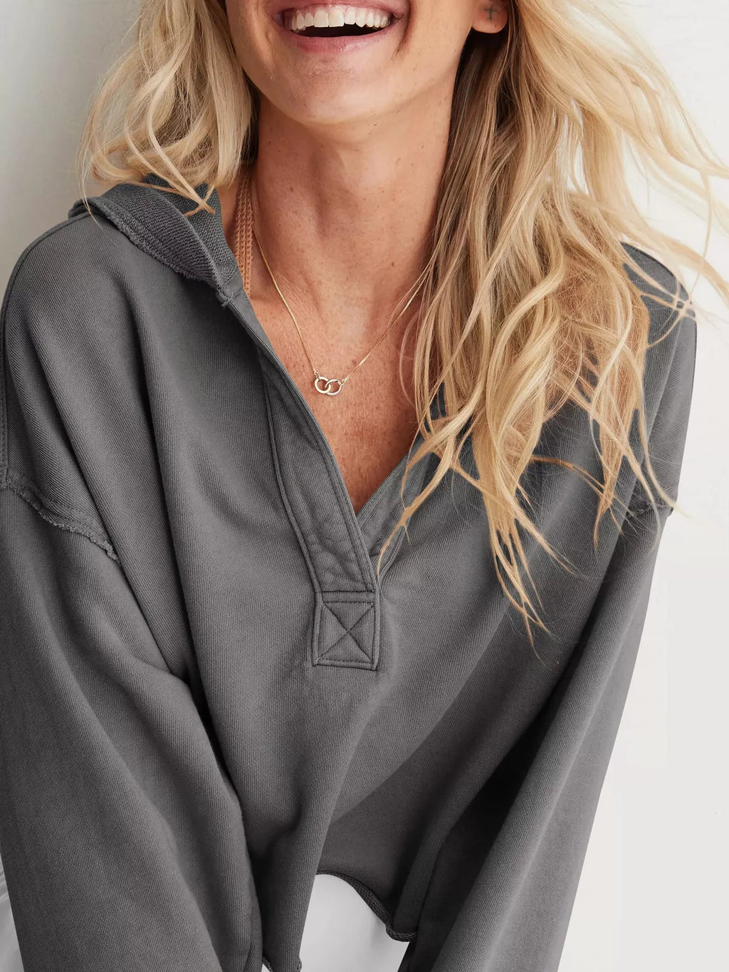 Dropped Shoulder Cropped Hoodie