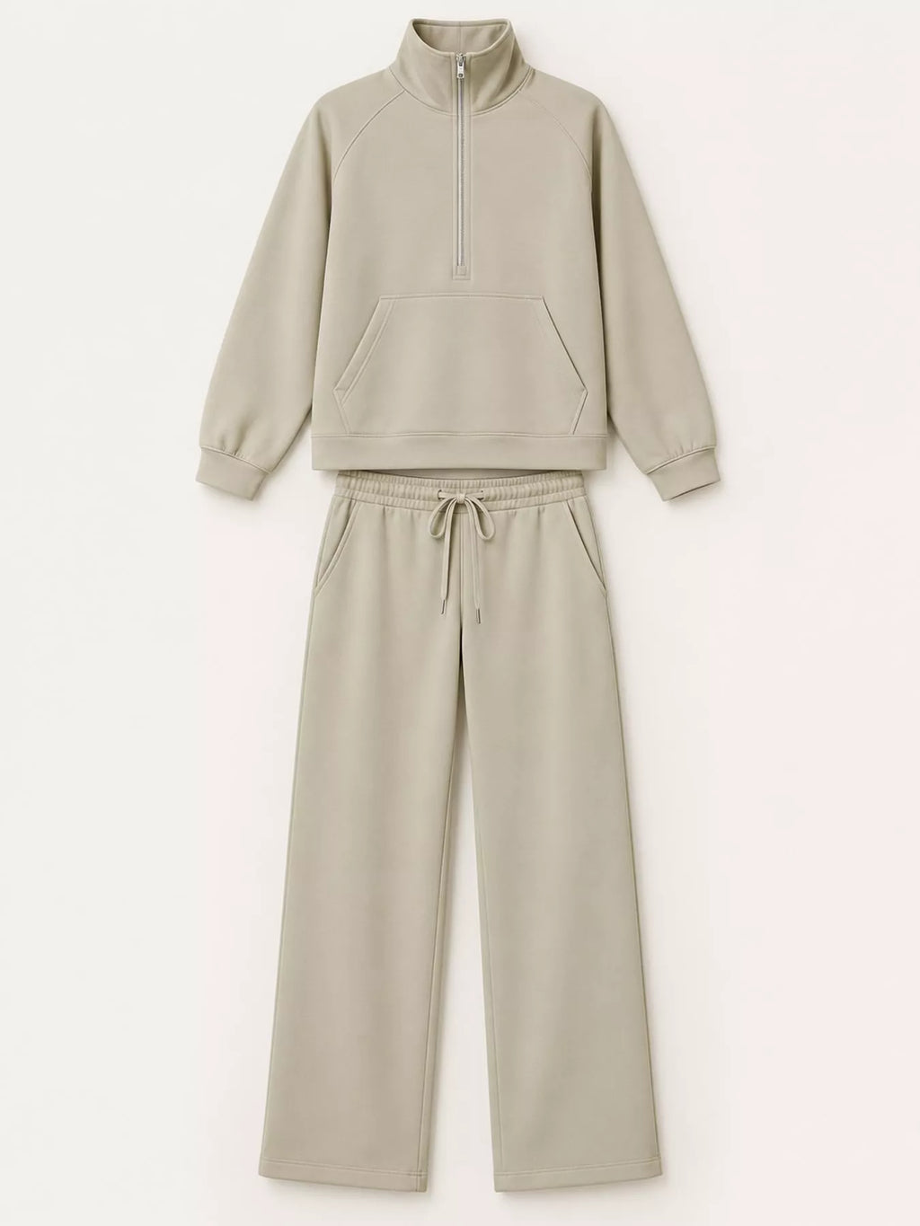 Half-Zip Sweatshirt and Wide-Leg Pants Set