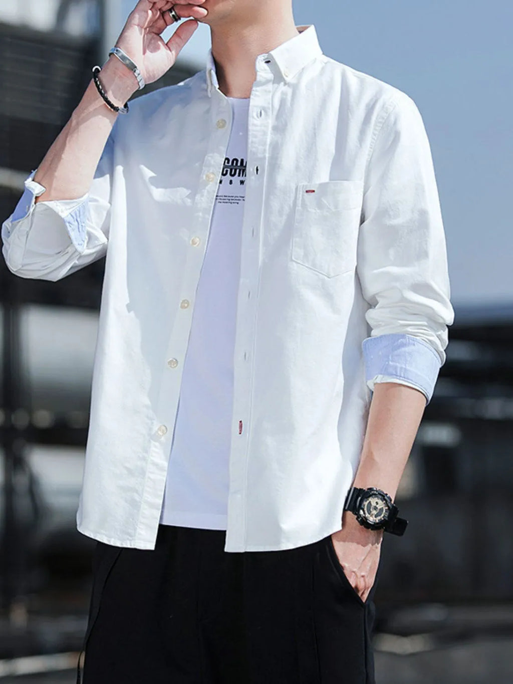 Men's Plus Size Button-Down Casual Shirt