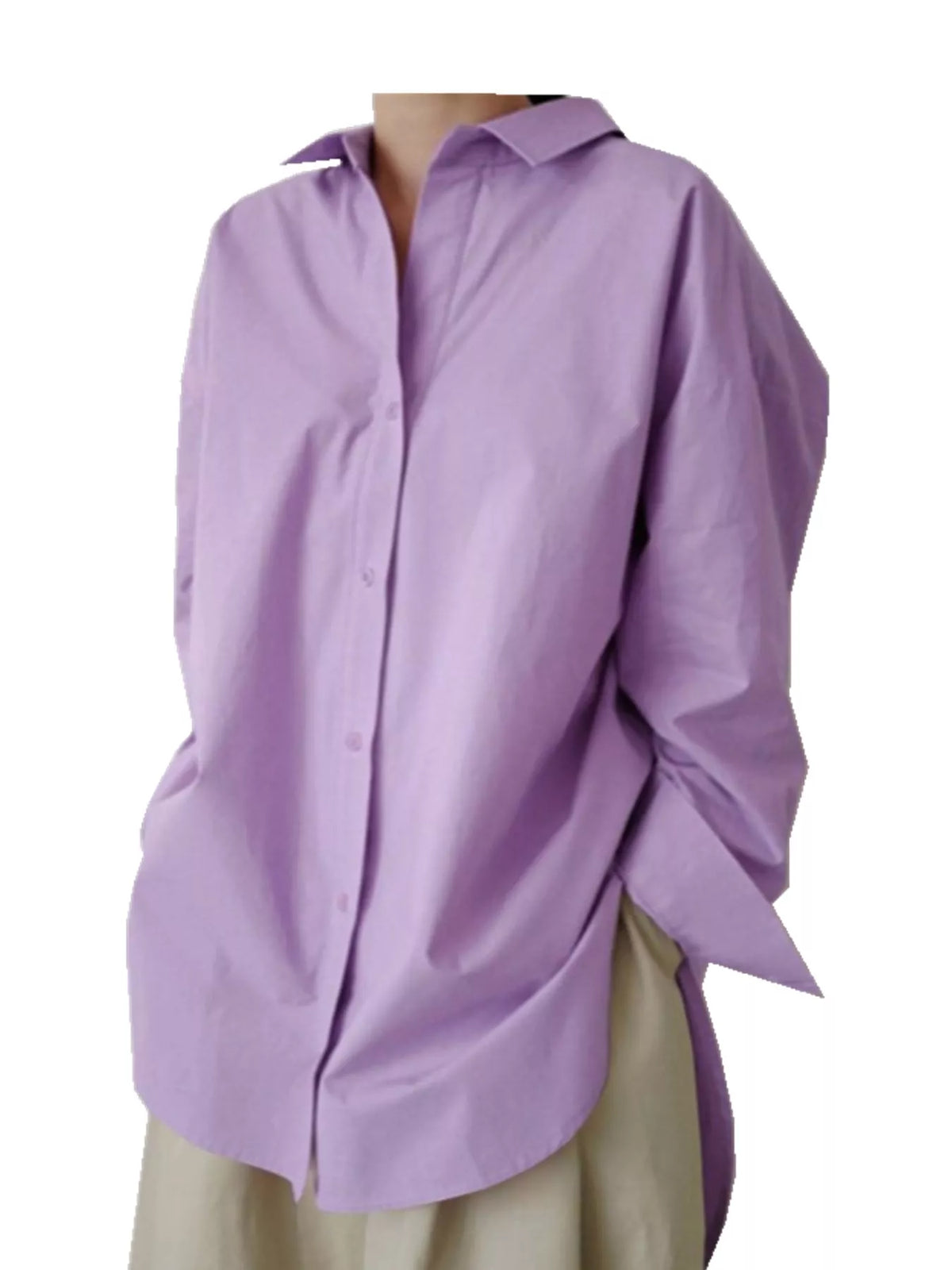 Full Size Oversized Button-Down Long Sleeve Shirt Plus Size
