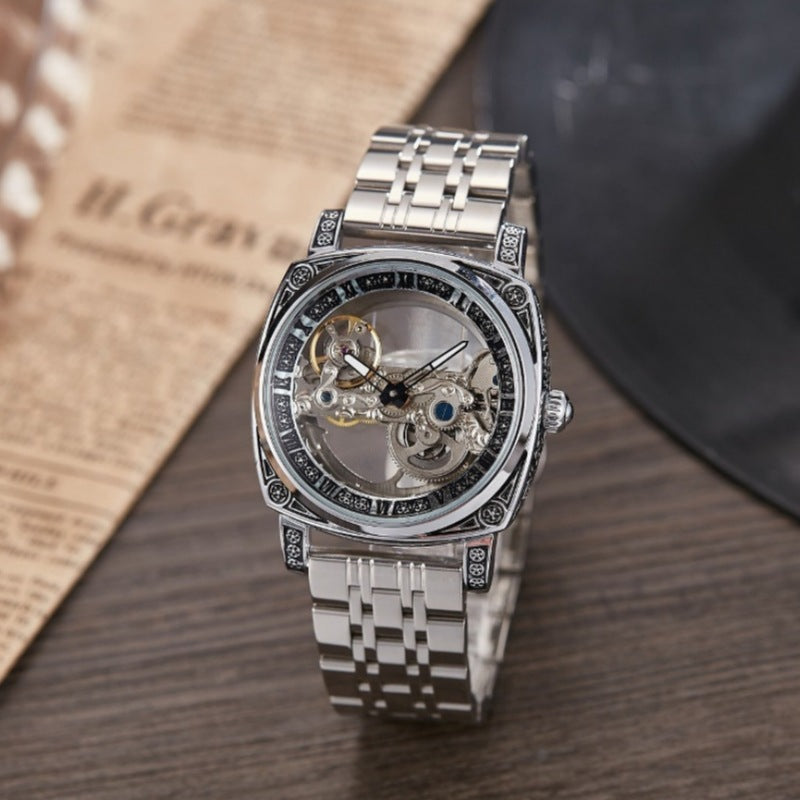 Relief-embossed Vintage Luminous Self-winding Mechanical Watch