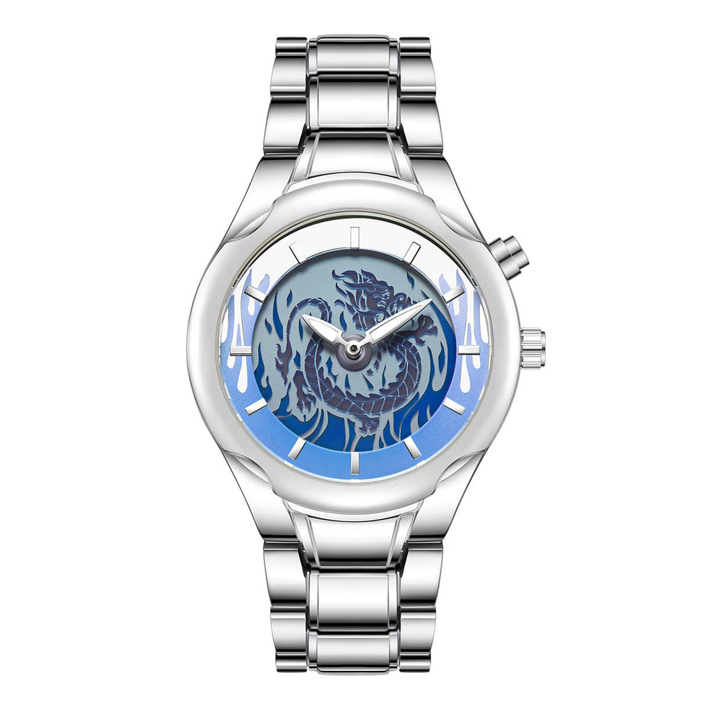Personalized Retro Dragon-shaped Dual-display Mens Watch With A Trendy Premium Look And Water Resistance