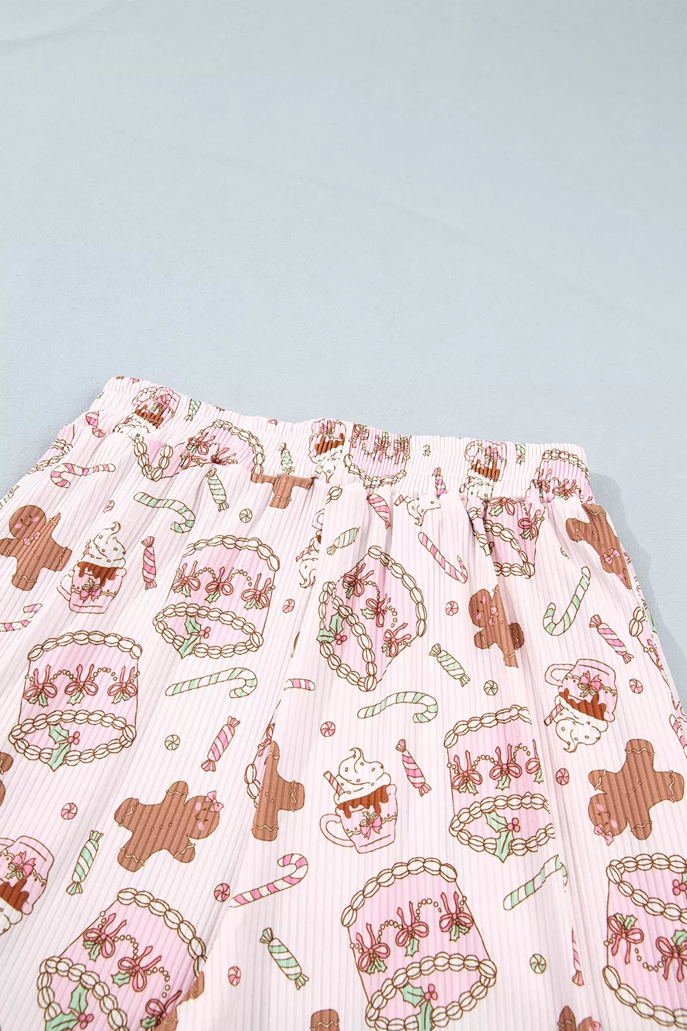 Abstract Christmas Print Long Sleeve Two Piece Lounge Set