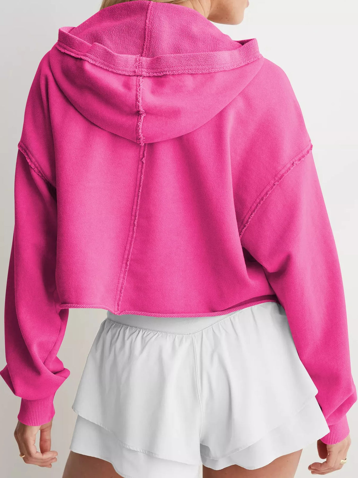 Dropped Shoulder Cropped Hoodie