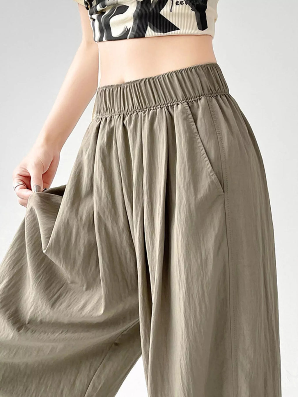 High-Waisted Loose Fit Wide-Leg Casual Pants