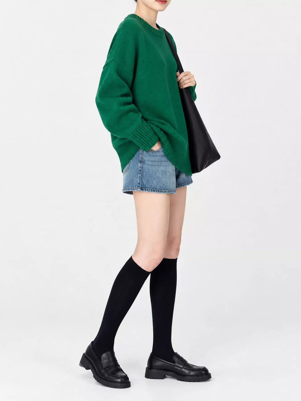 Round Neck Dropped Shoulder Sweater