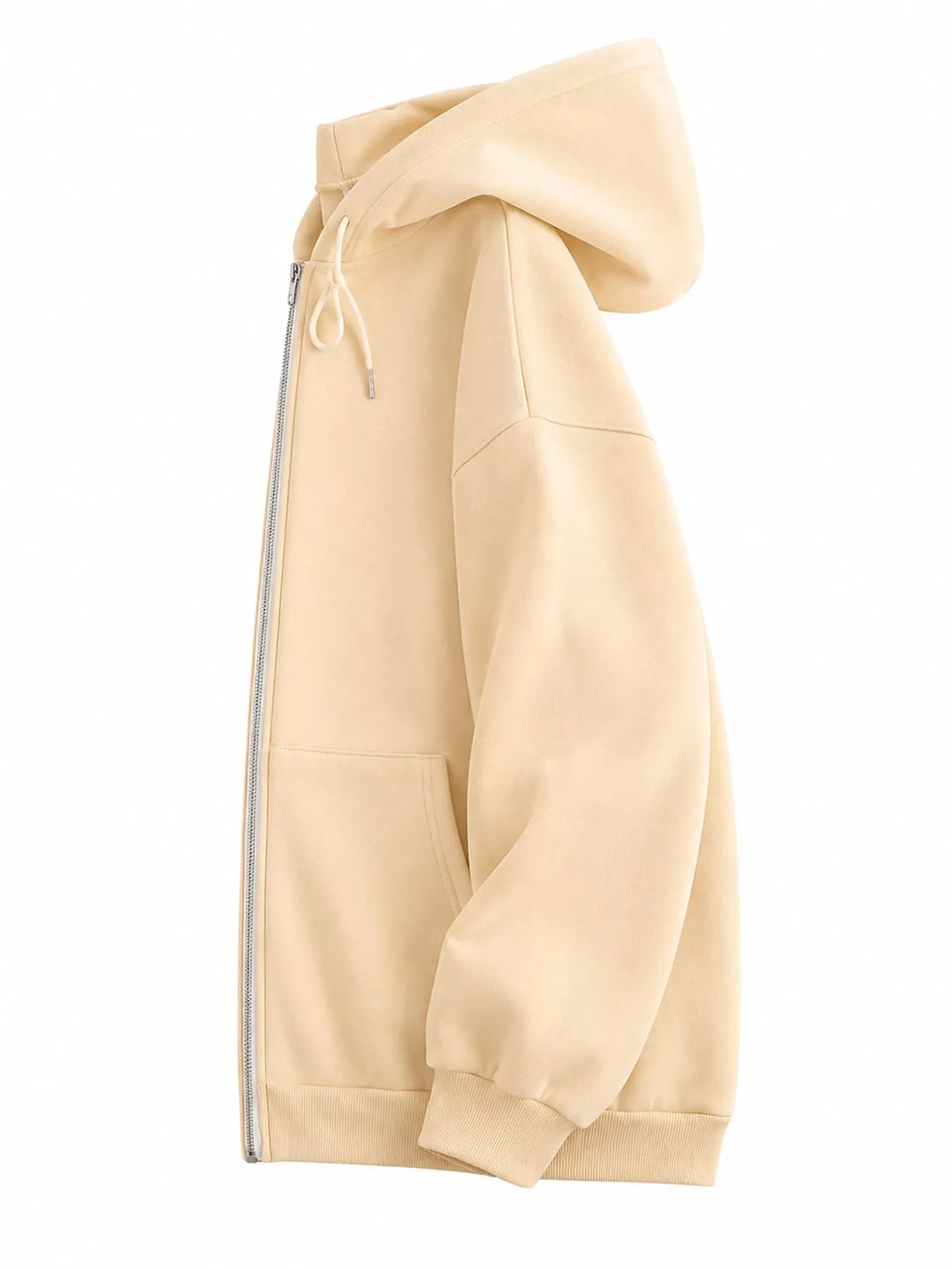 Full Size Oversized Solid Zip-Up Hoodie with Drawstring Plus Size