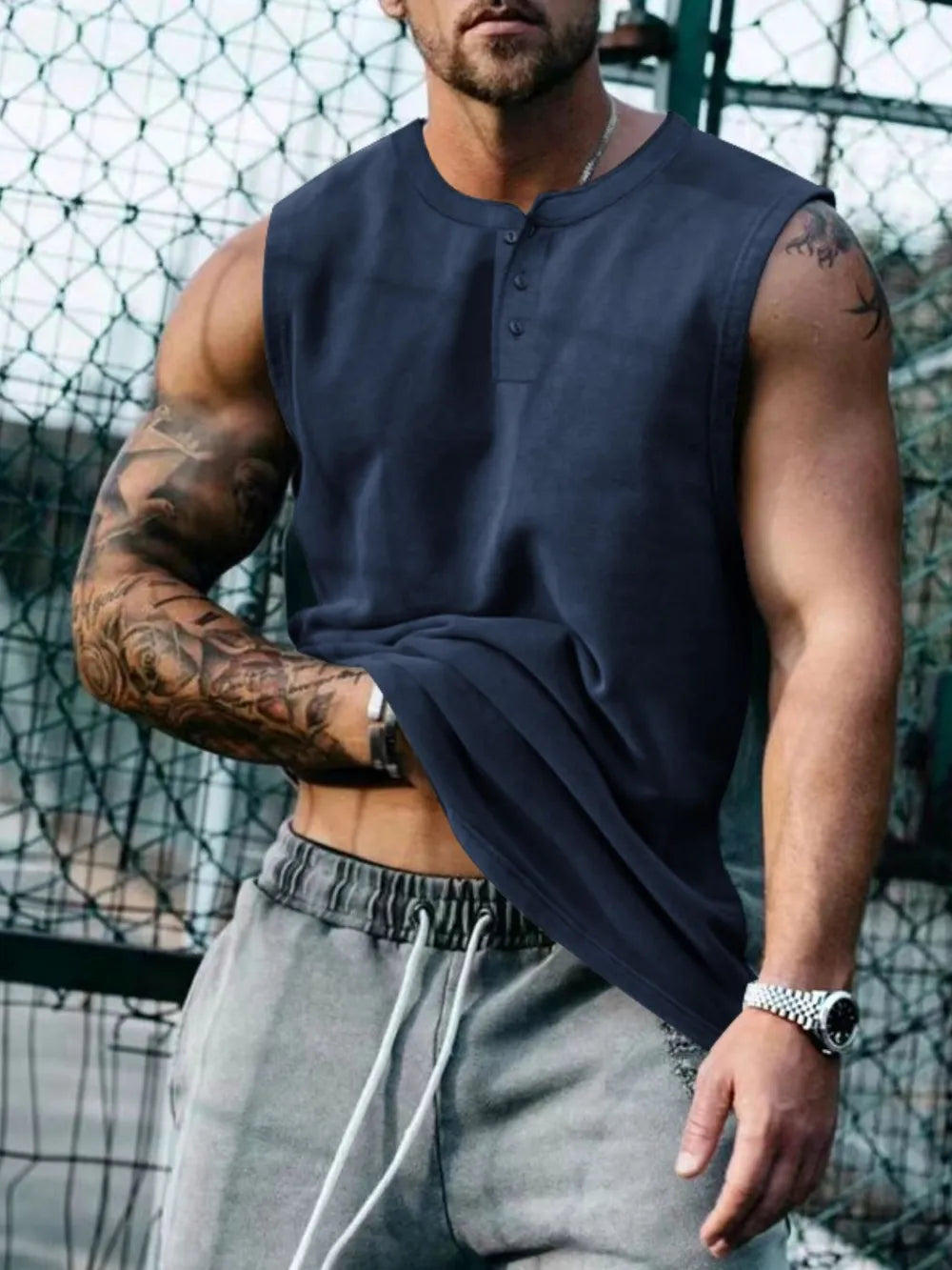 Men's Plus Size Round Neck Tank
