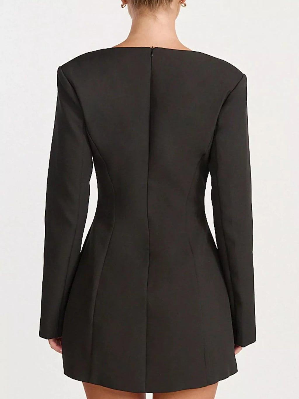 Deep V-Neck Button-Down Blazer Dress