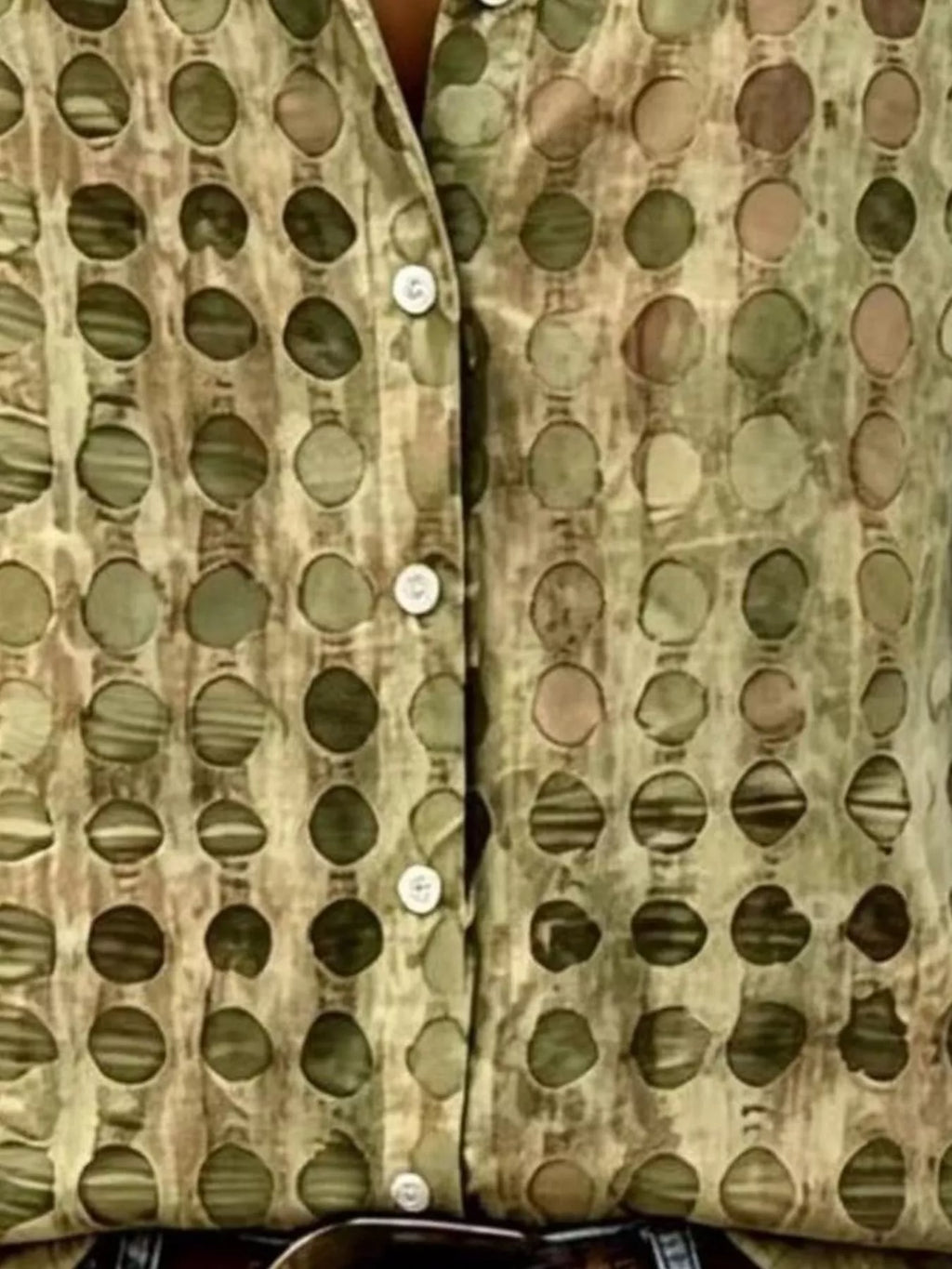 Full Size Circle Pattern Long Sleeve Shirt Plus Size