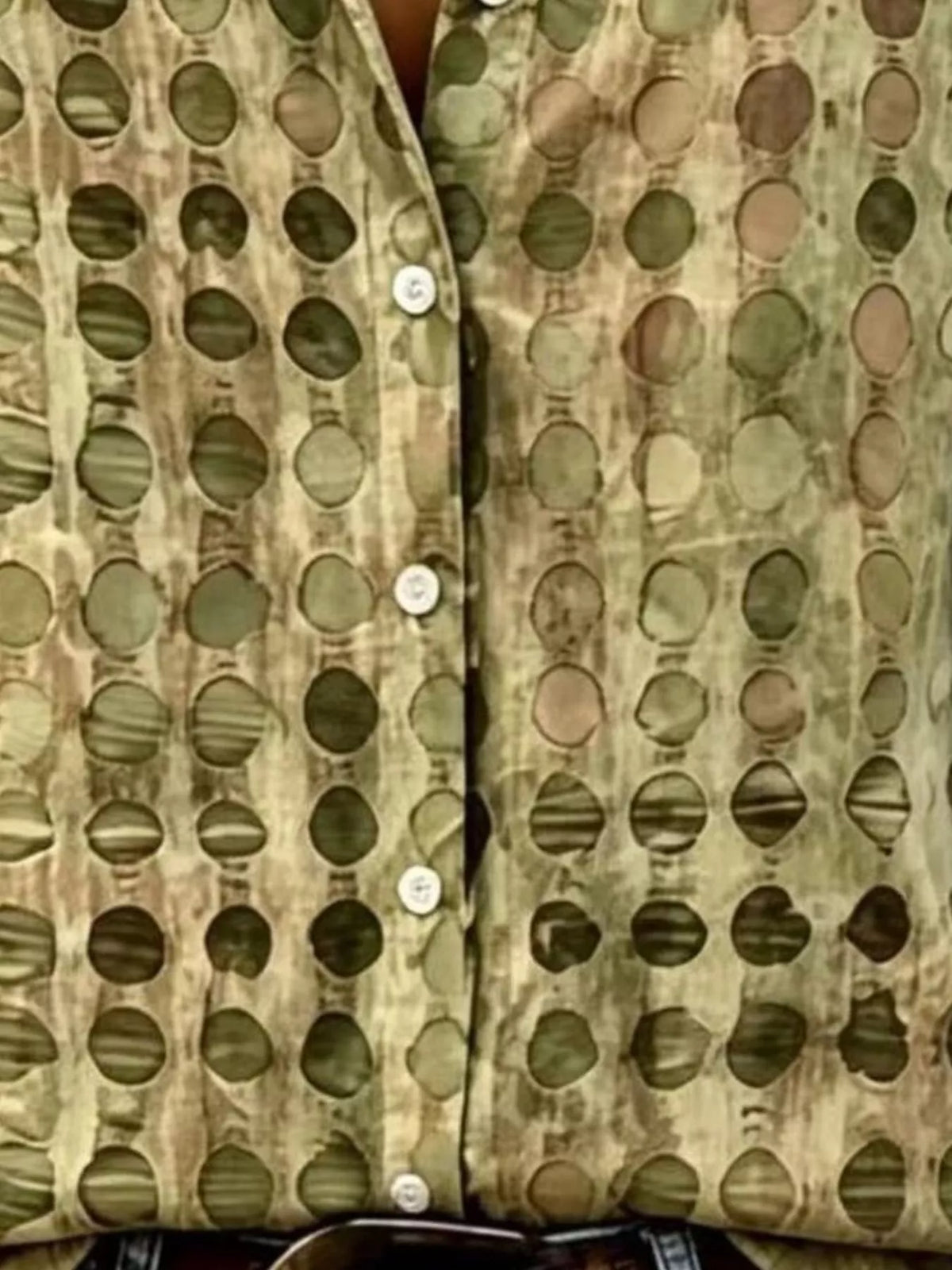 Full Size Circle Pattern Long Sleeve Shirt Plus Size