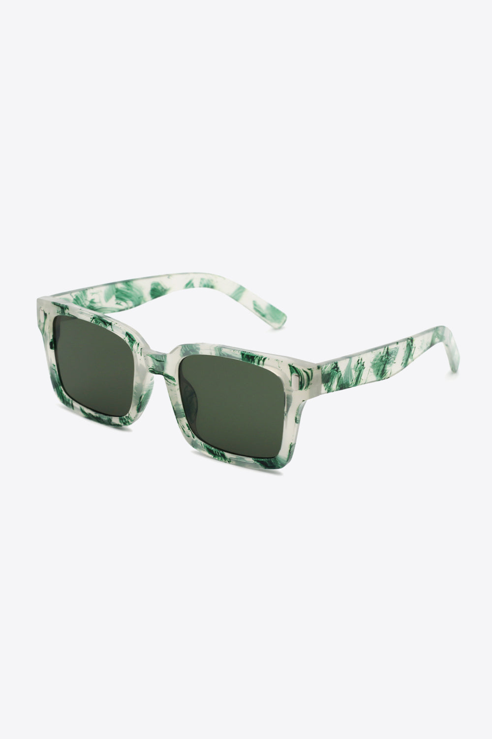 UV400 Polycarbonate Square Sunglasses with Abstract Pattern