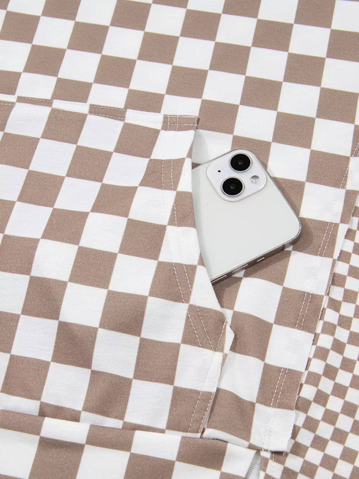 Checkered Oversized Drawstring Hoodie