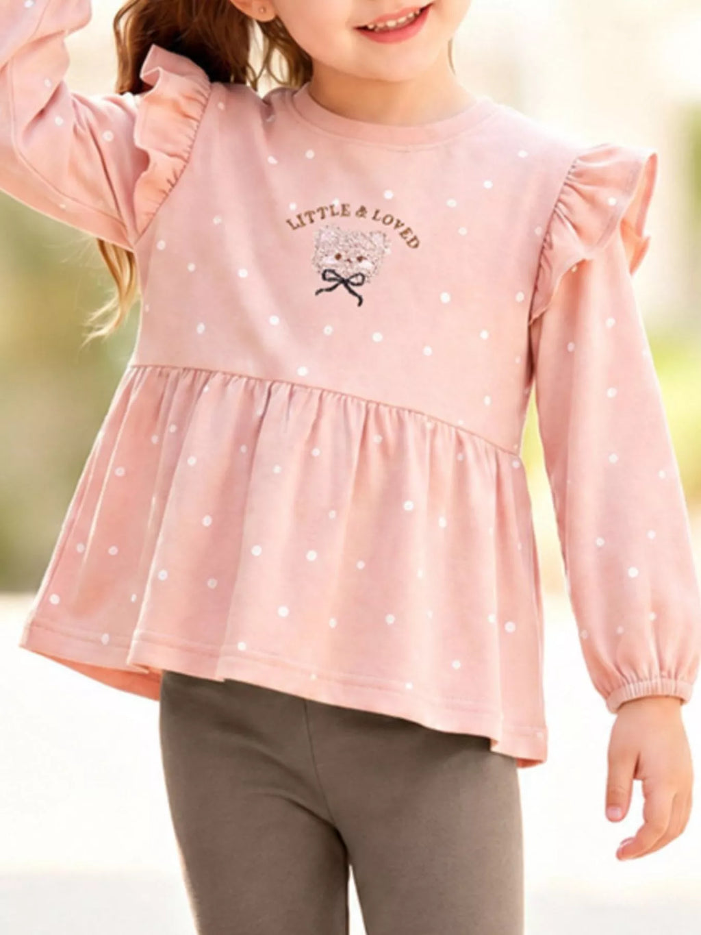 Children's Ruffled Peplum Top and Leggings Set