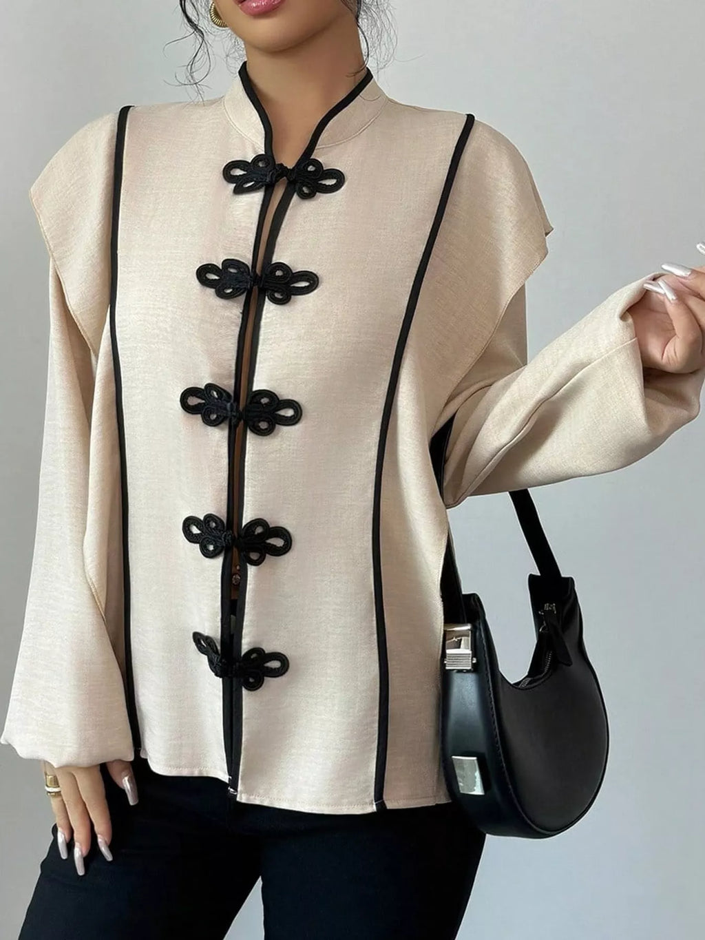 Chinese-Style Mandarin Collar Blouse