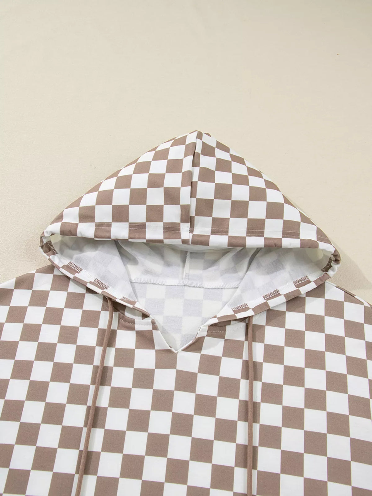 Checkered Oversized Drawstring Hoodie