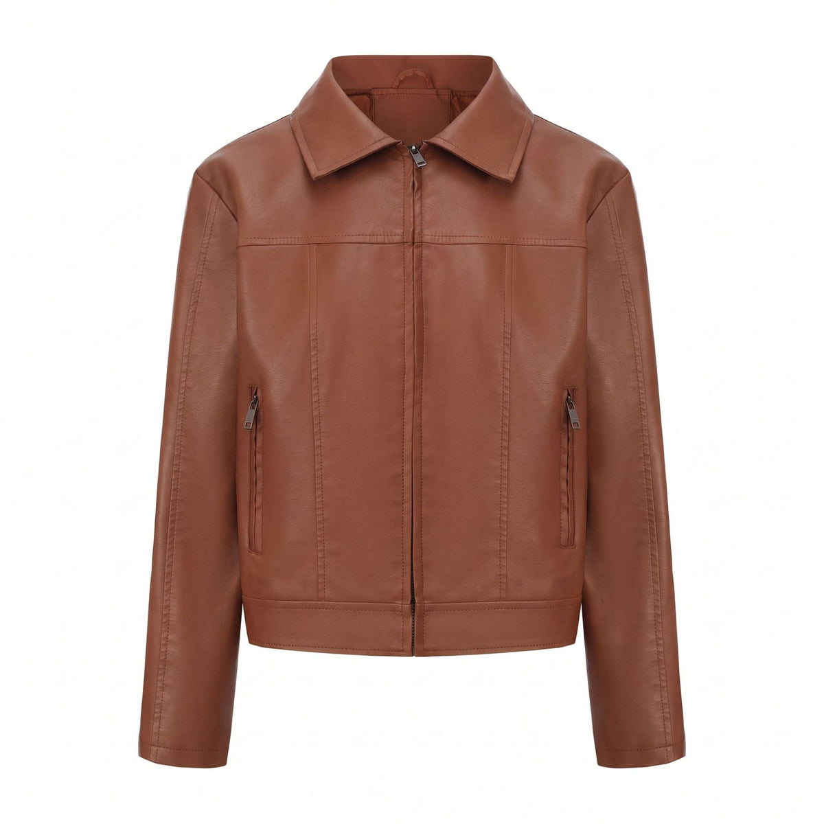 26 New Autumn And Winter Leather Women's Long Sleeve Thin European Size Coat Fashion Casual Zipper Jacket Cross-border Women's 118