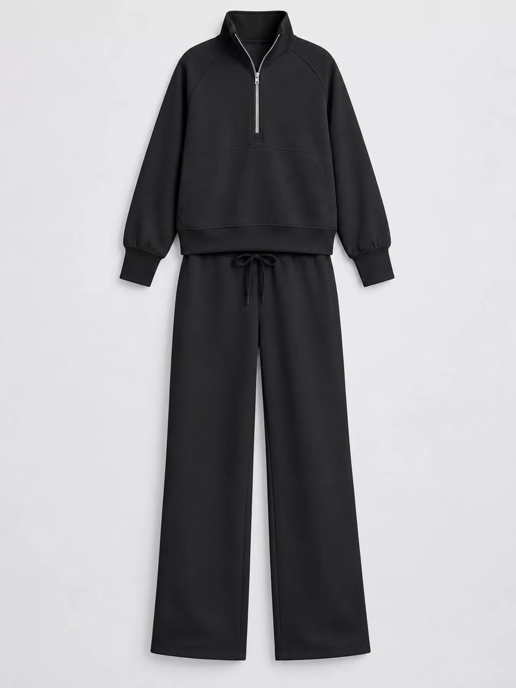 Half-Zip Sweatshirt and Wide-Leg Pants Set