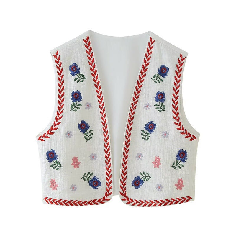 Retro Style Embroidered Vest Top