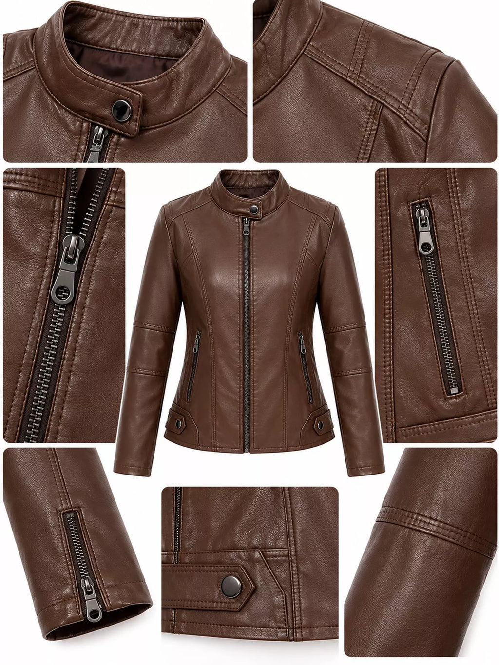 Full Size Slim Fit Faux Leather Moto Jacket Plus Size