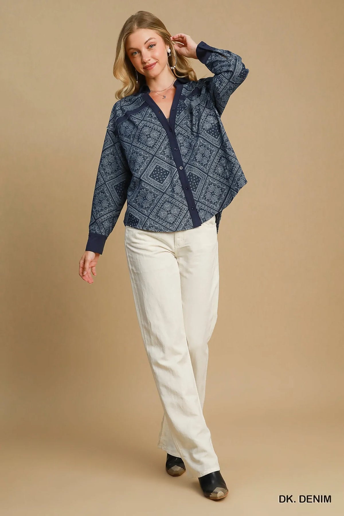 Paisley Print Denim Shirt Jacket