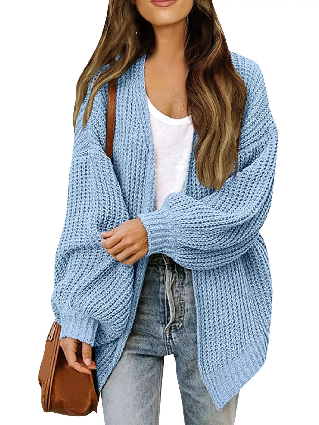 Open-Front Chunky Knit Cardigan