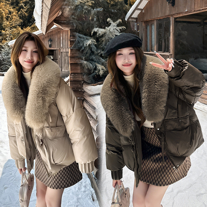 Big Fur Lapel Cotton-padded Coat Women