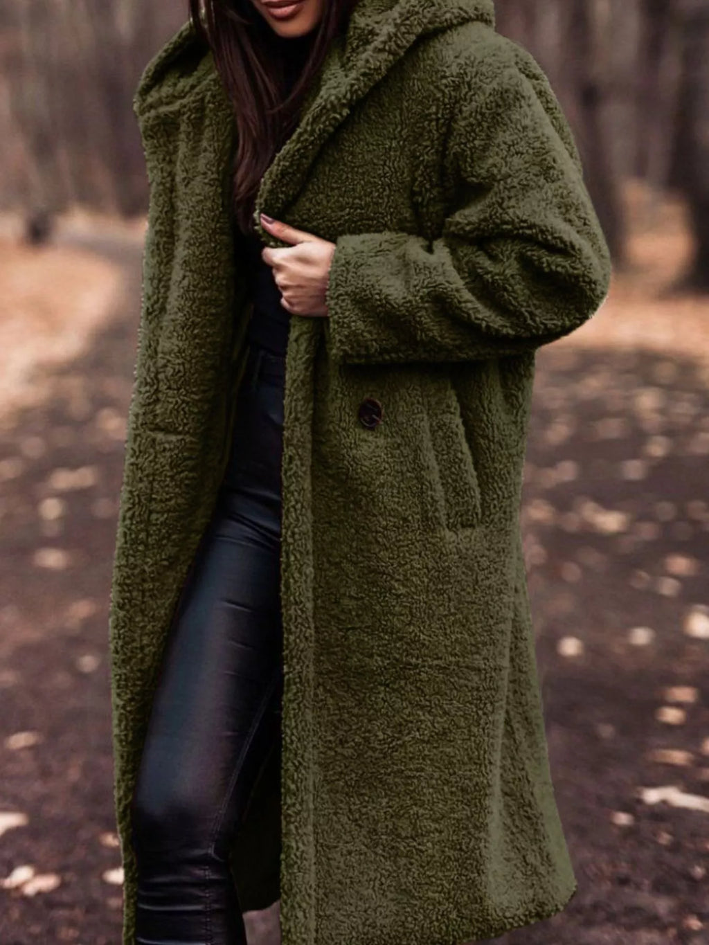 Teddy Bear Hooded Longline Outerwear