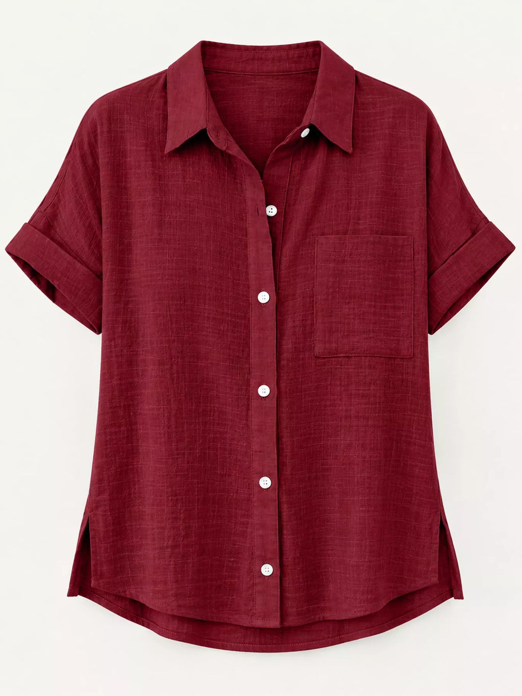 Full Size Button Up Short Sleeve Shirt Plus Size