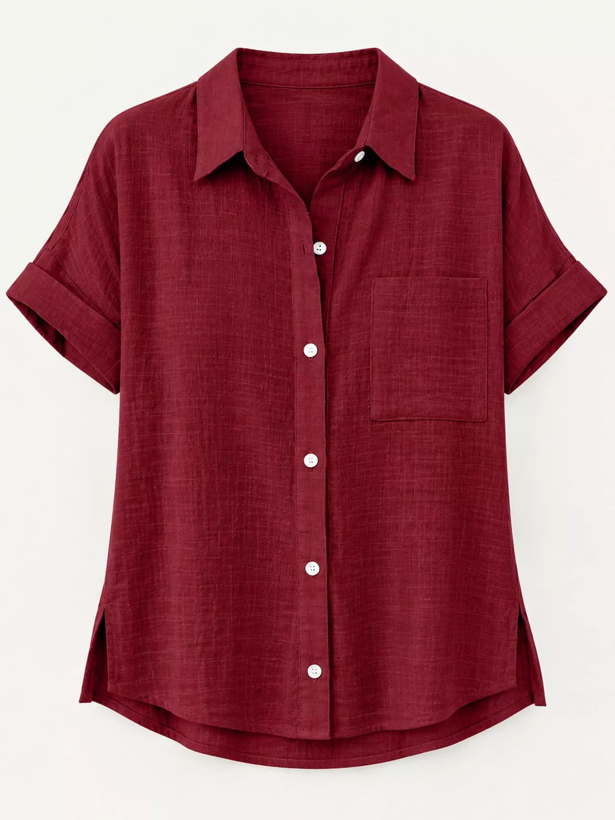 Full Size Button Up Short Sleeve Shirt Plus Size
