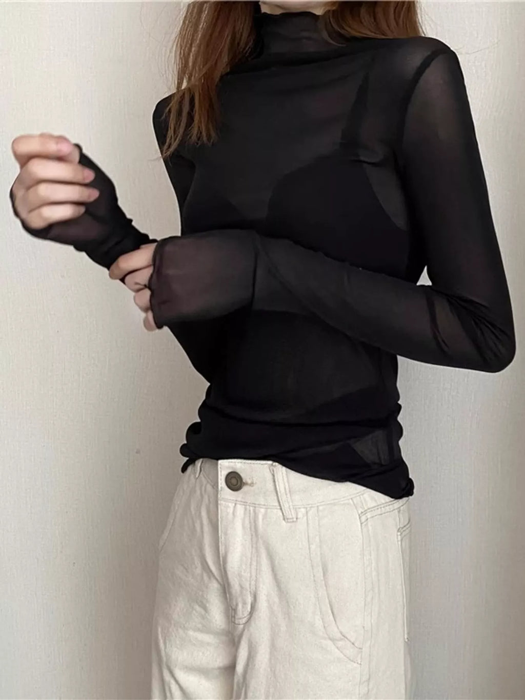 Turtleneck Long Sleeve Slim Fit T-Shirt